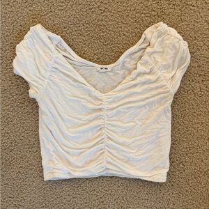 Garage White Ruched Crop Top